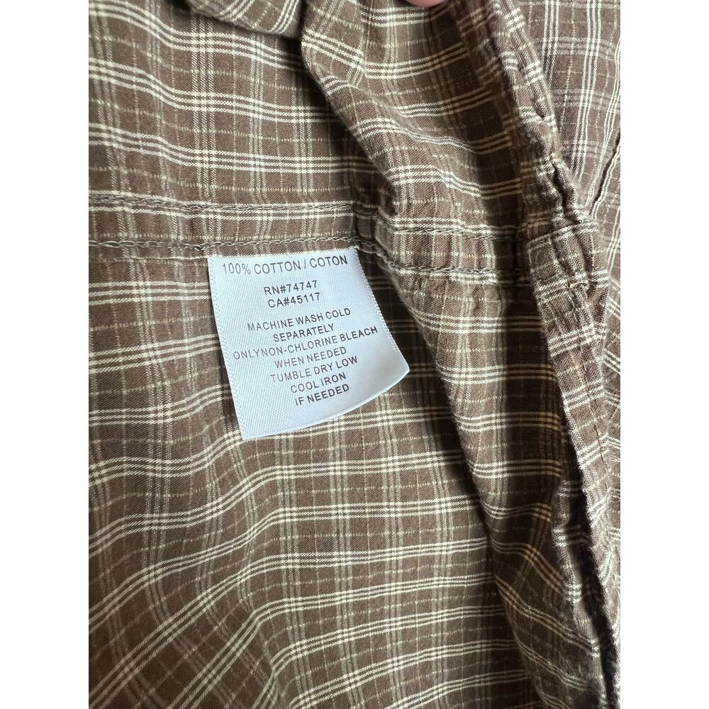 Red Head Men's Short Sleeve Brown Plaid 100% Cotton Button Down Shirt Size XL - Picture 5 of 7